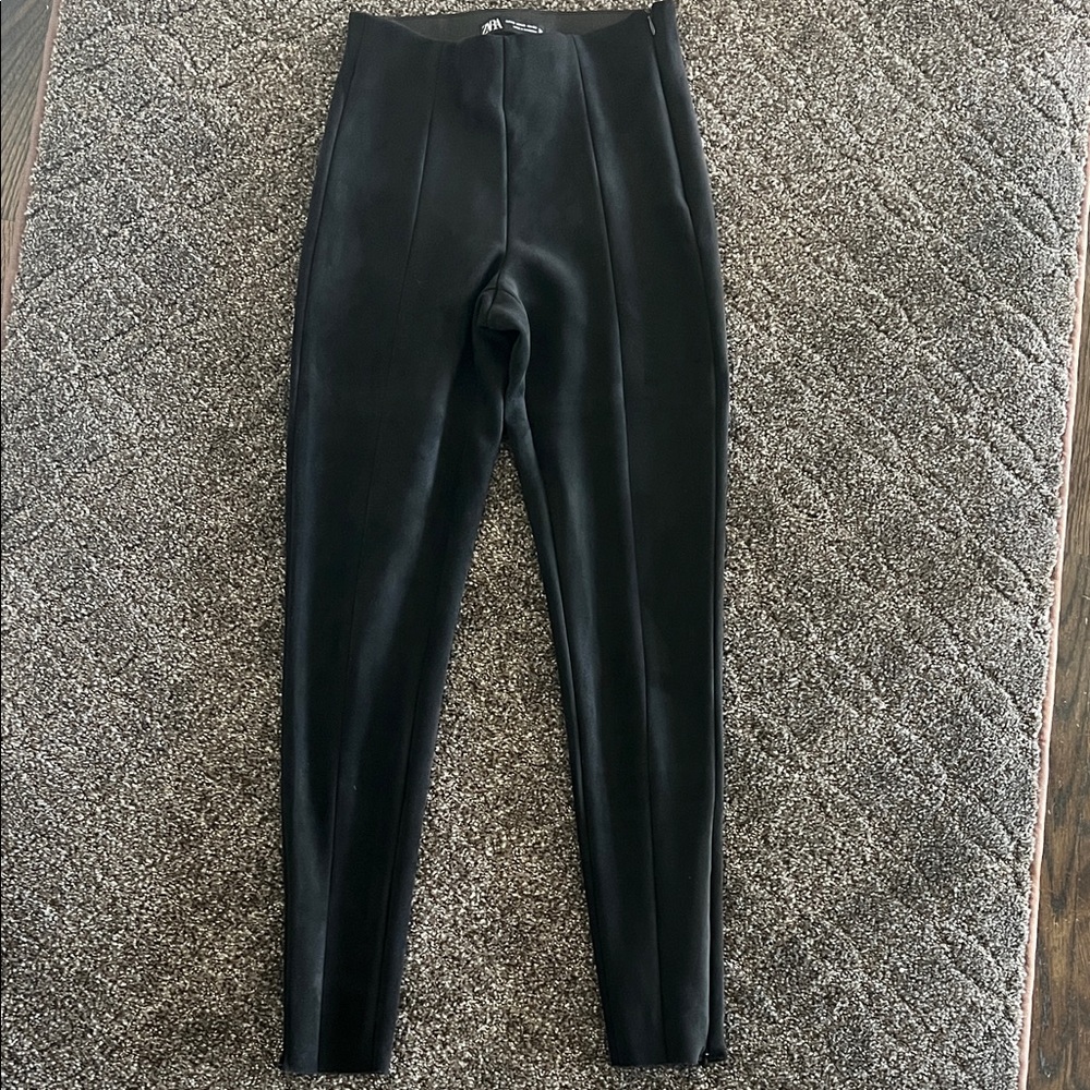 Zara Black Suede Like Dress Leggings